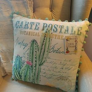 Till&Dream, Carte Postale, Mint Green Throw Pillow